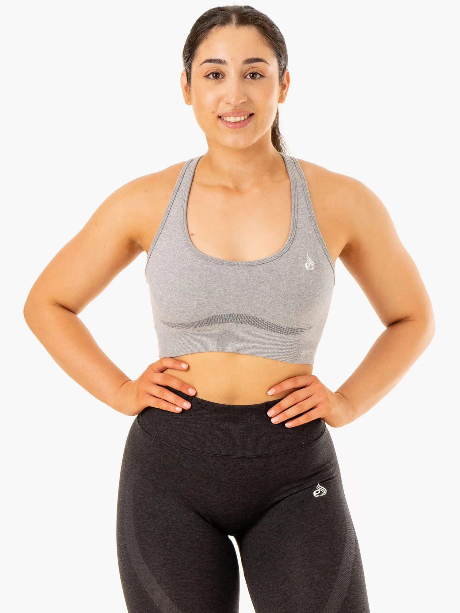 Staples Seamless Racer Back Sports Bra - Grey Marl Compression Fit