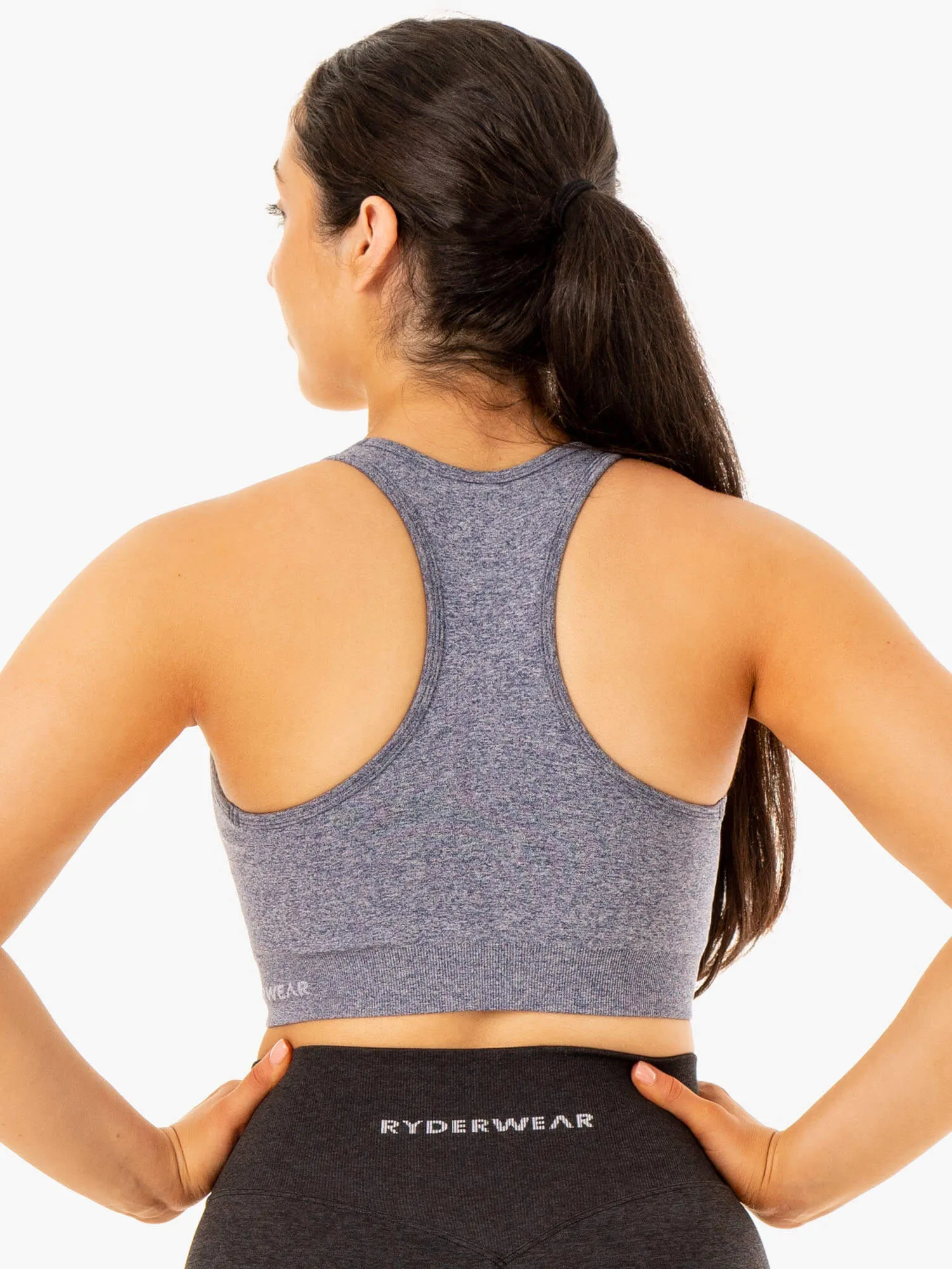 Staples Seamless Racer Back Sports Bra - Navy Marl Strong Hold