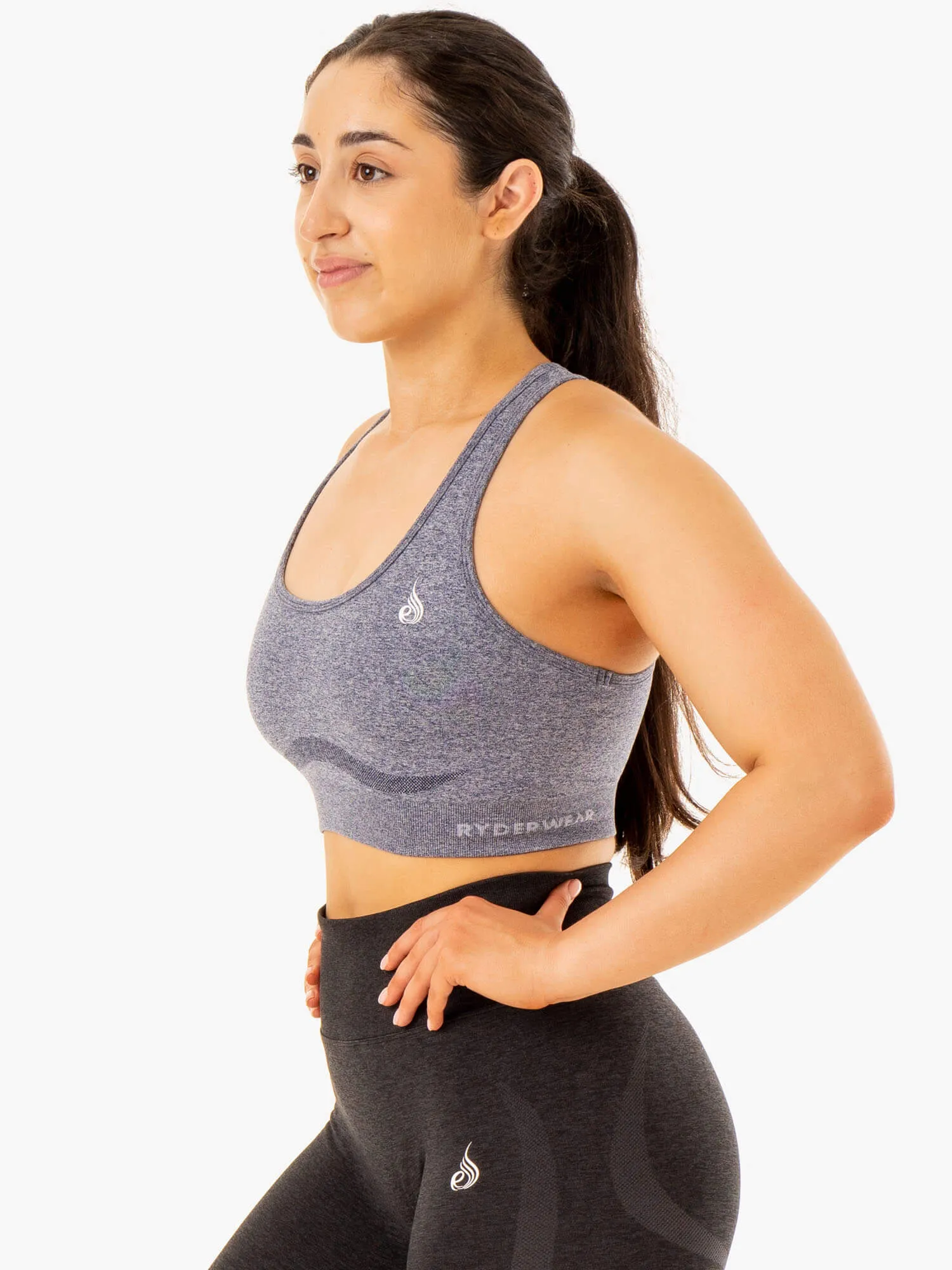 Staples Seamless Racer Back Sports Bra - Navy Marl Fast Drying