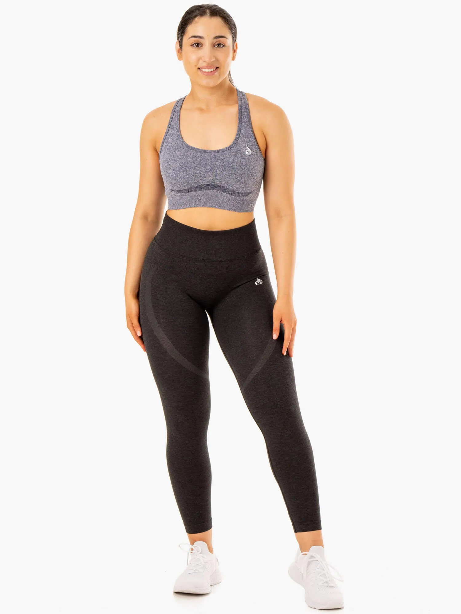 Staples Seamless Racer Back Sports Bra - Navy Marl Double Layer