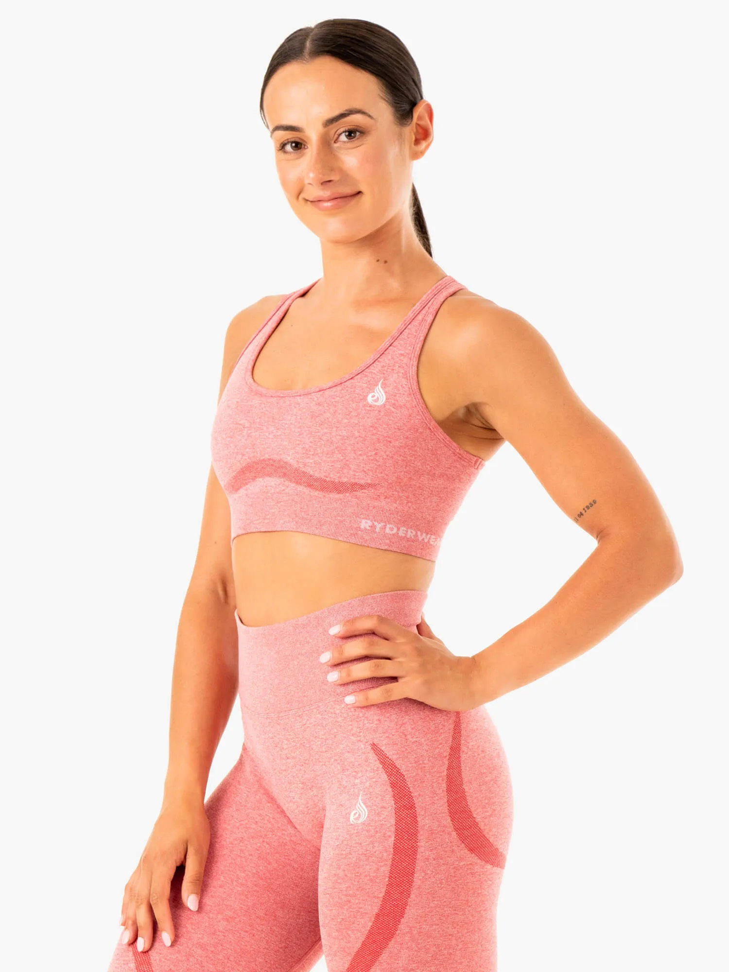 Staples Seamless Racer Back Sports Bra - Pink Marl No Marks