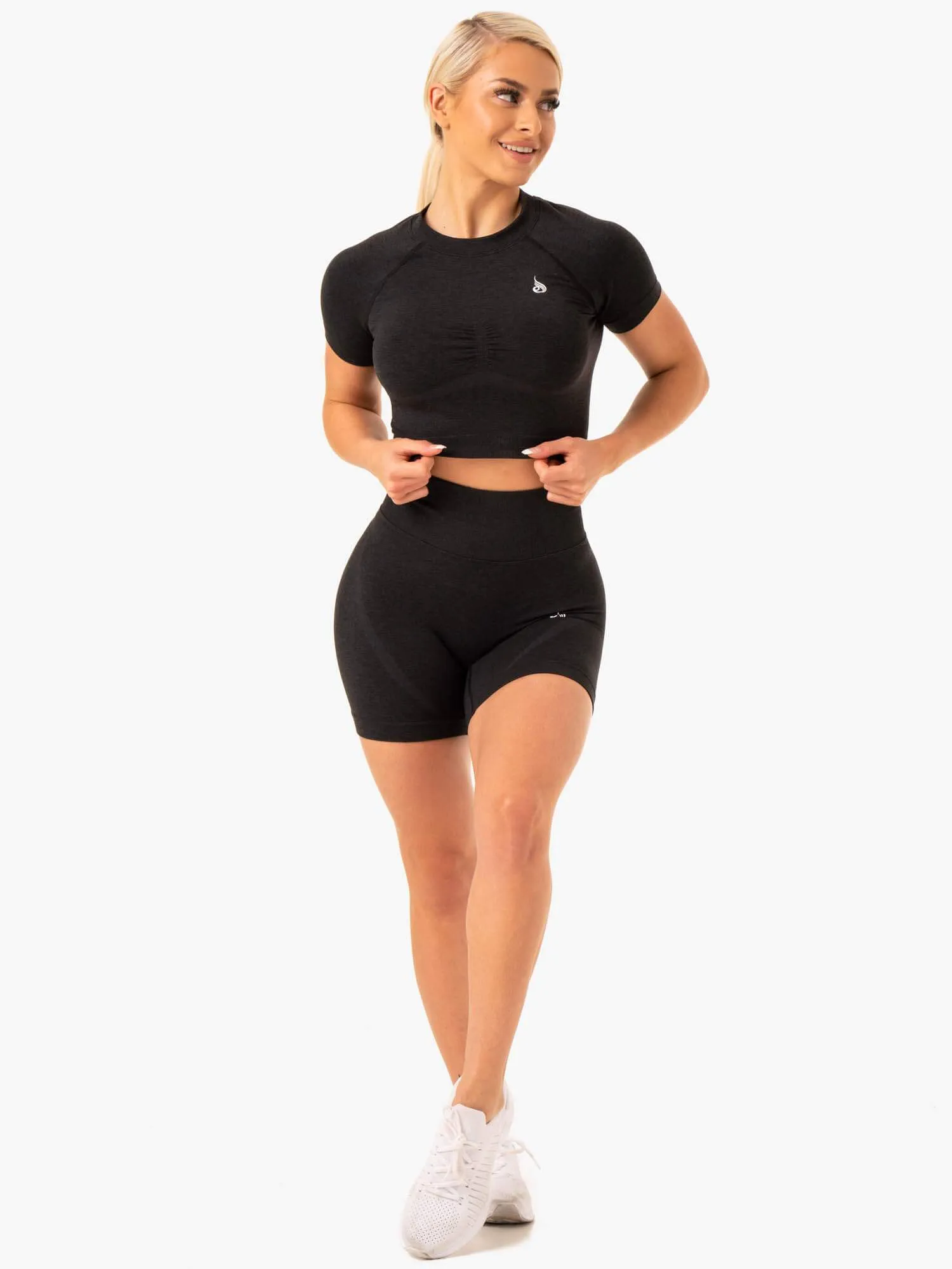 Staples Seamless Shorts - Black Marl sports energy