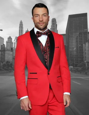 Statement Capri Red Tuxedo Modern Fit formal dressing