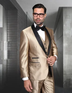 Statement Enzo-7 Champagne Tuxedo Modern Fit social setting