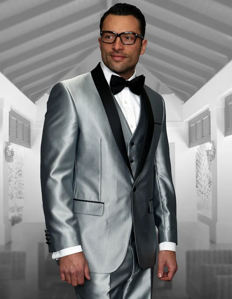 Statement Enzo-7 Silver Tuxedo Modern Fit party pro
