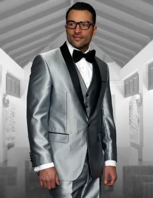 Statement Enzo-7 Silver Tuxedo Modern Fit party pro