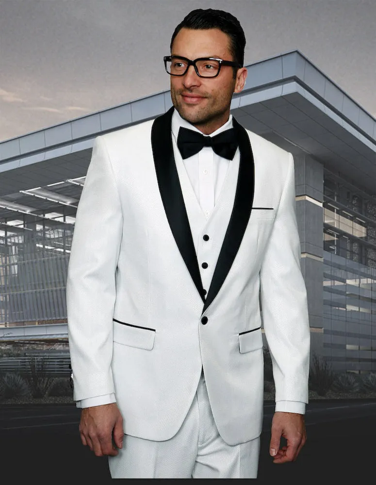 Statement Enzo-7 White Tuxedo Modern Fit lavish feel