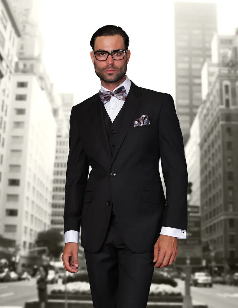 Statement Solid Black Suit Modern Fit vintage look
