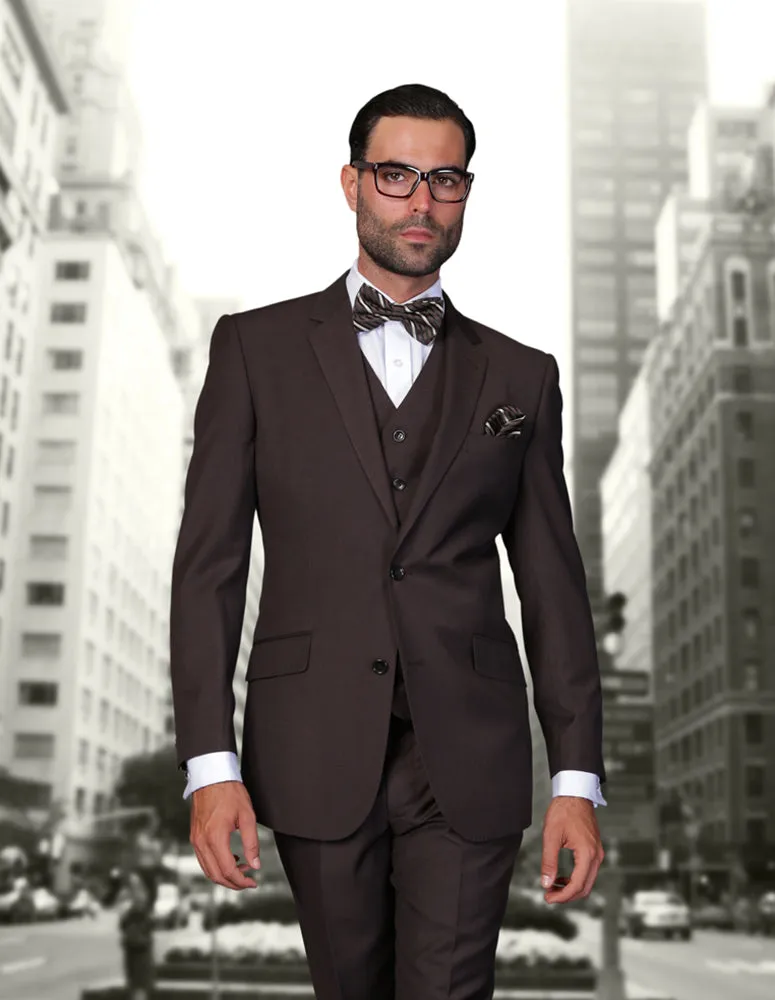 Statement Solid Brown Suit Modern Fit festive wear