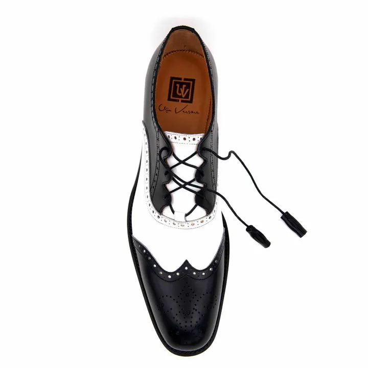 Stephen Lace Up Shoes - Black/White tie match