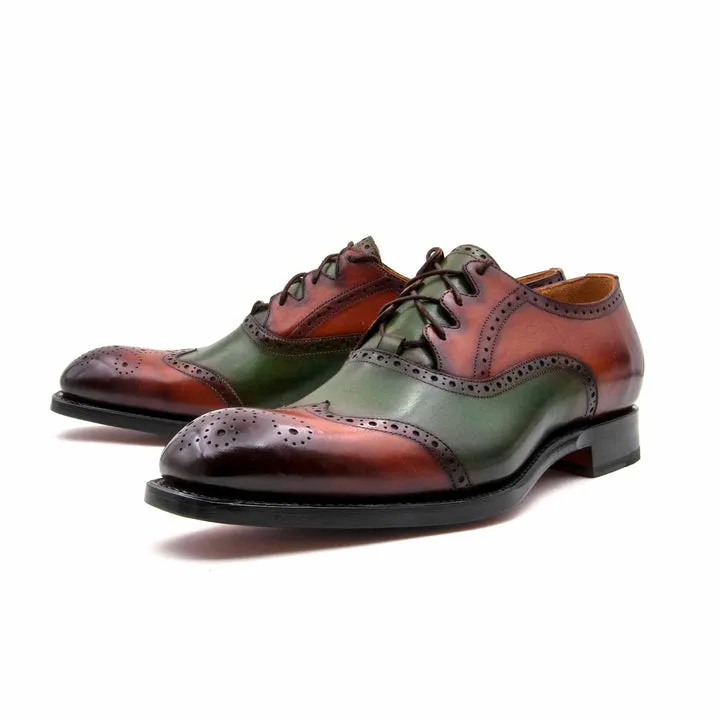 Stephen Lace Up Shoes - Camel/Green clean blend