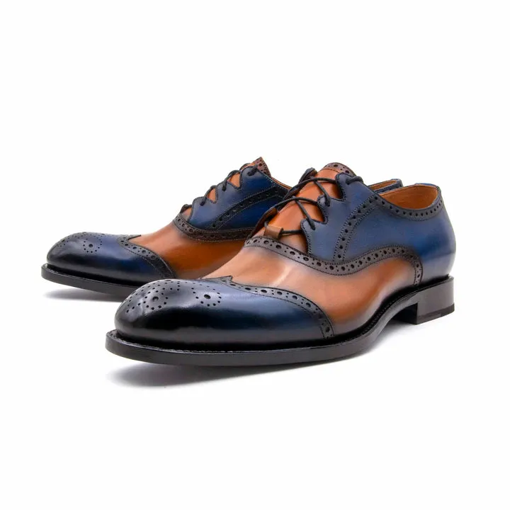 Stephen Lace Up Shoes - Navy/Caramel light tone