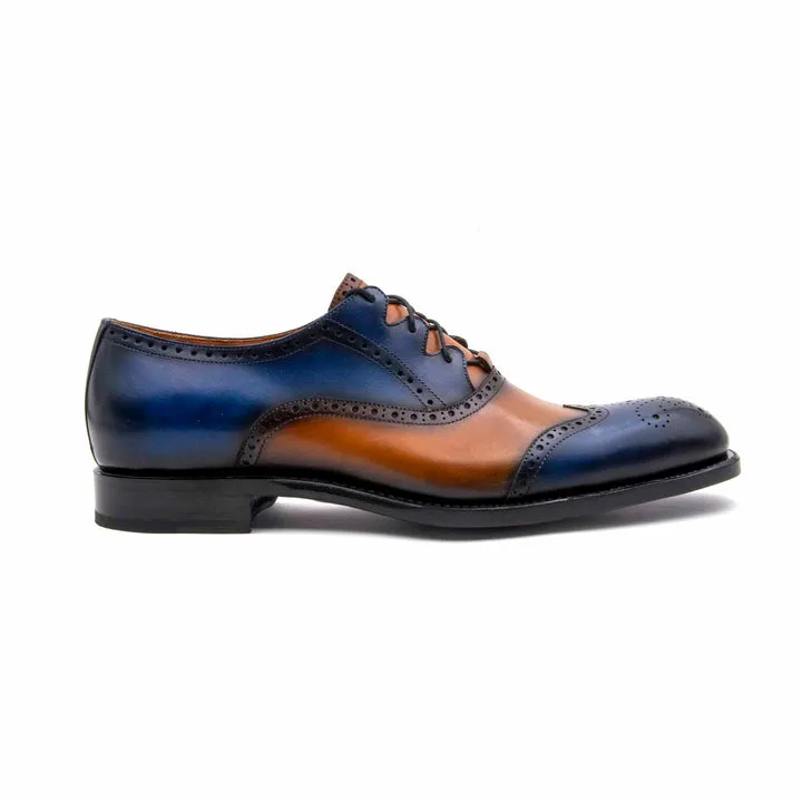 Stephen Lace Up Shoes - Navy/Caramel tone down