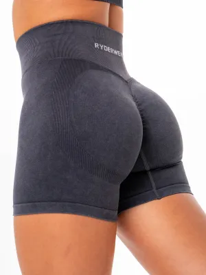 Stonewash Scrunch Seamless Shorts -  Black Stonewash coaching wear