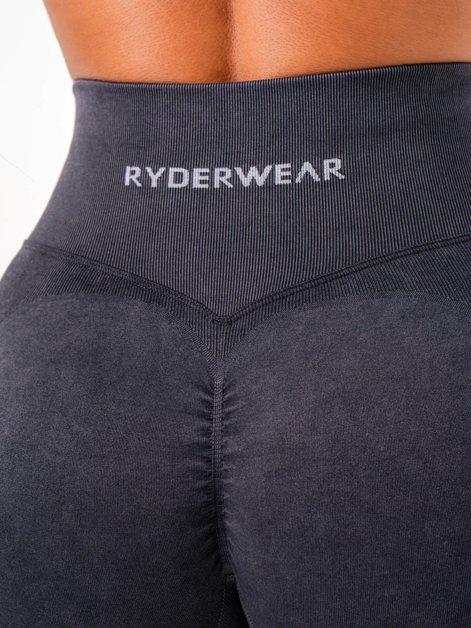 Stonewash Scrunch Seamless Shorts -  Black Stonewash muscle fit