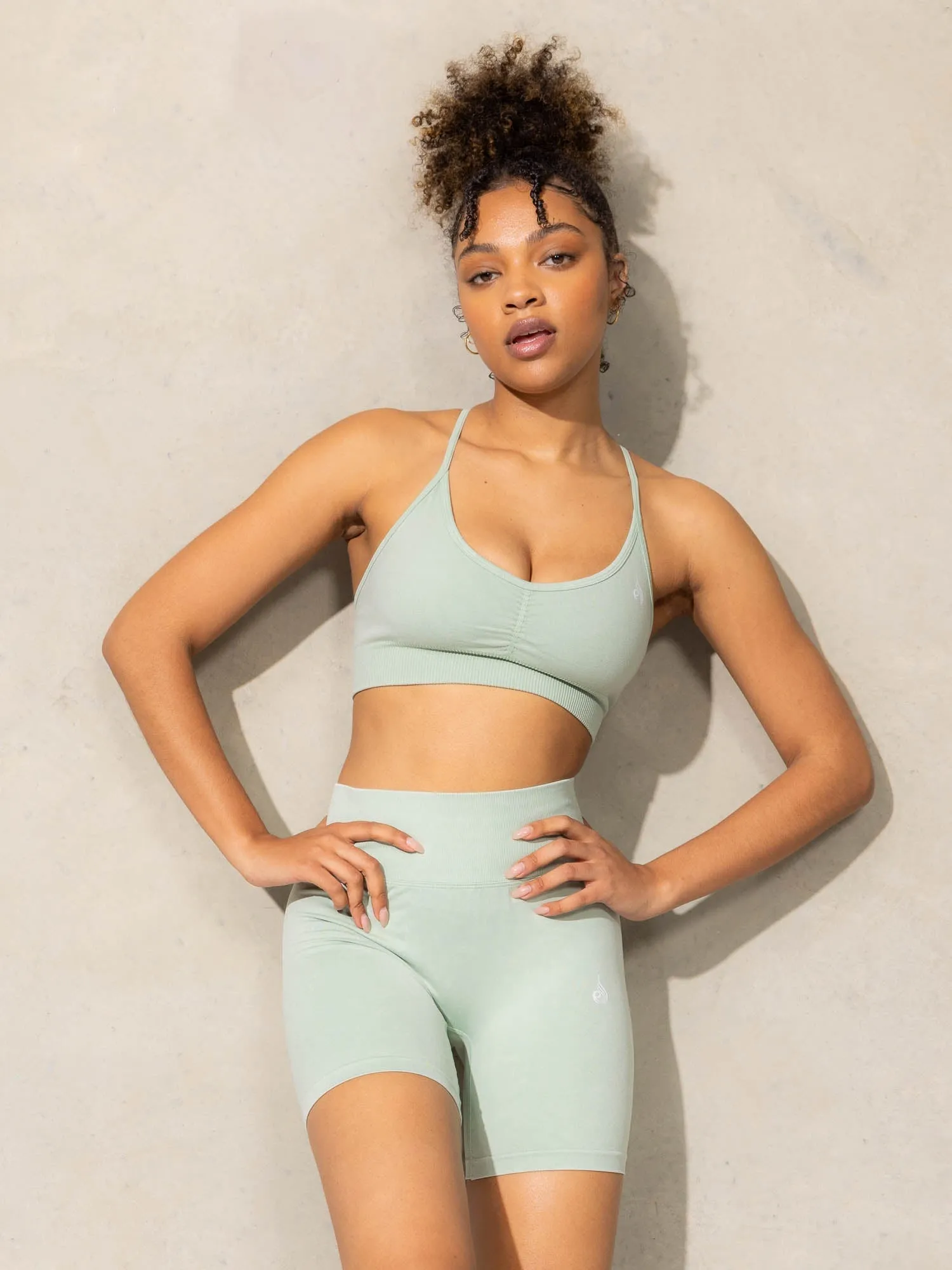 Stonewash Seamless Sports Bra - Mint Stonewash Quick Dry