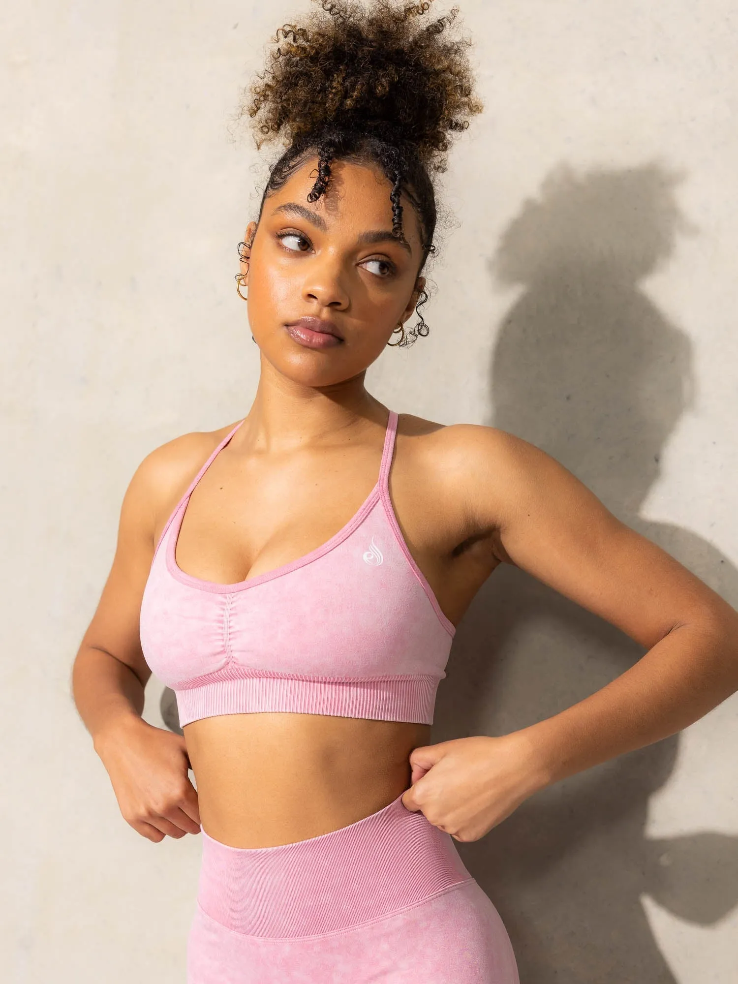 Stonewash Seamless Sports Bra - Pink Stonewash Slip Guard
