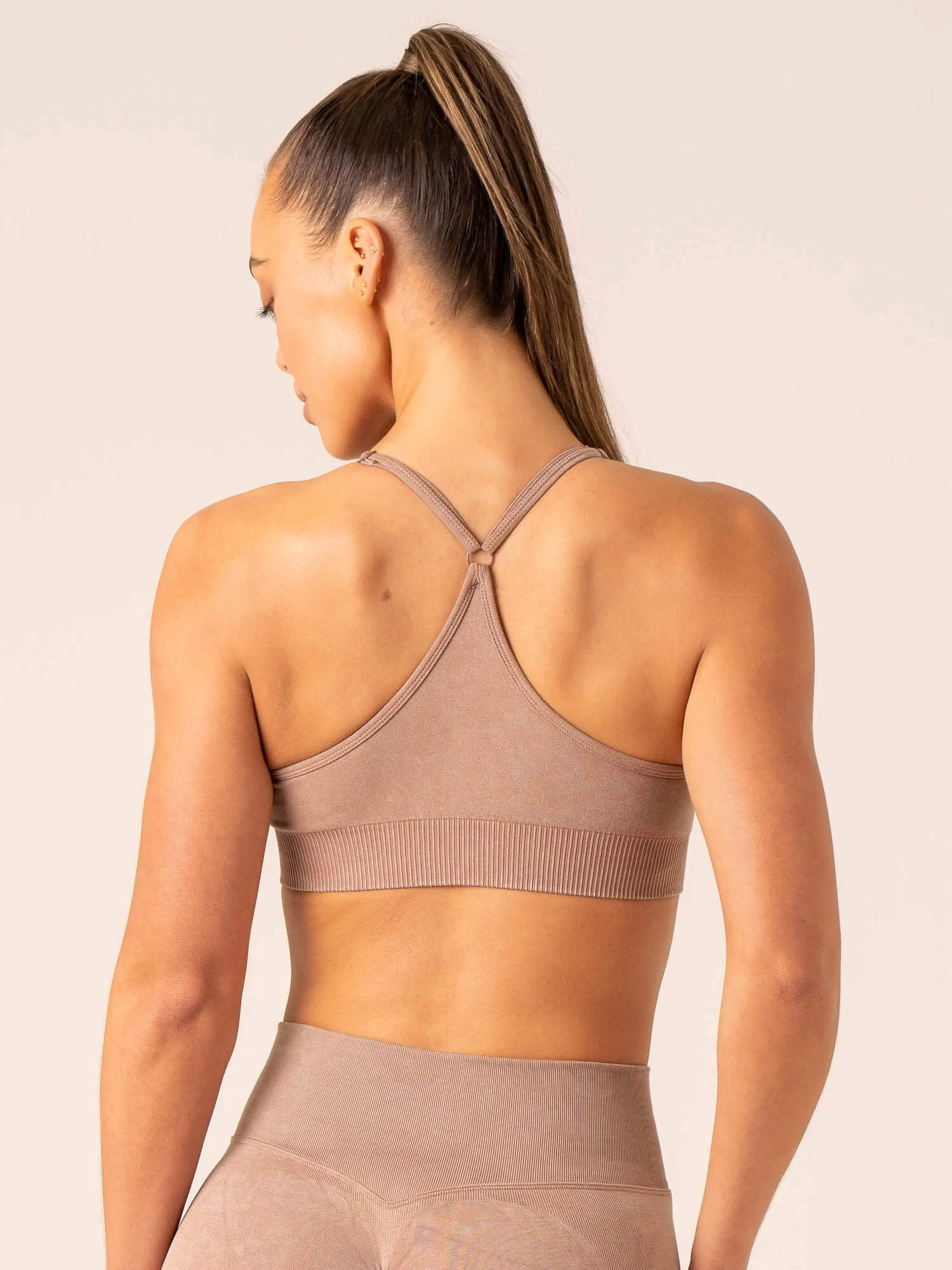 Stonewash Seamless Sports Bra - Tan Stonewash Shock Absorbing