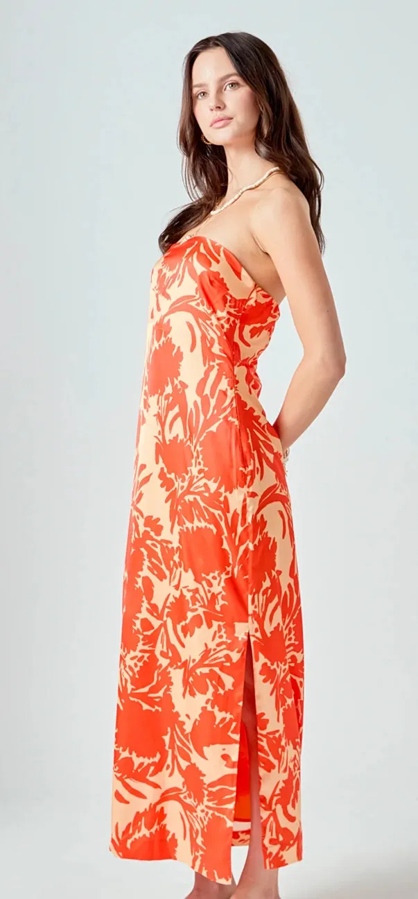 Strapless Print Maxi Dress Emotional flow