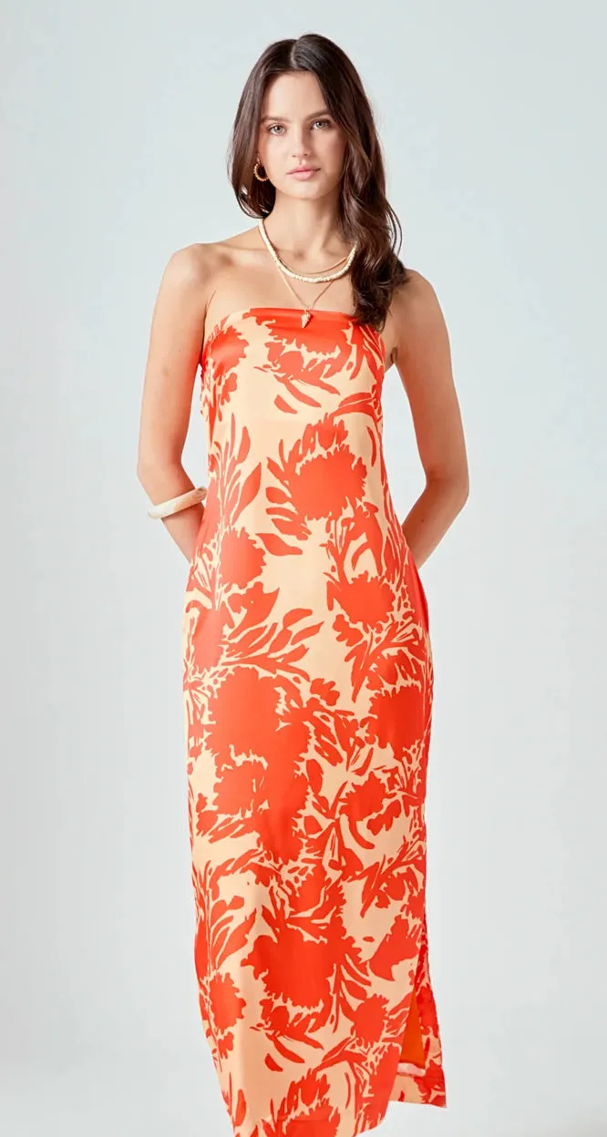 Strapless Print Maxi Dress Sleek design