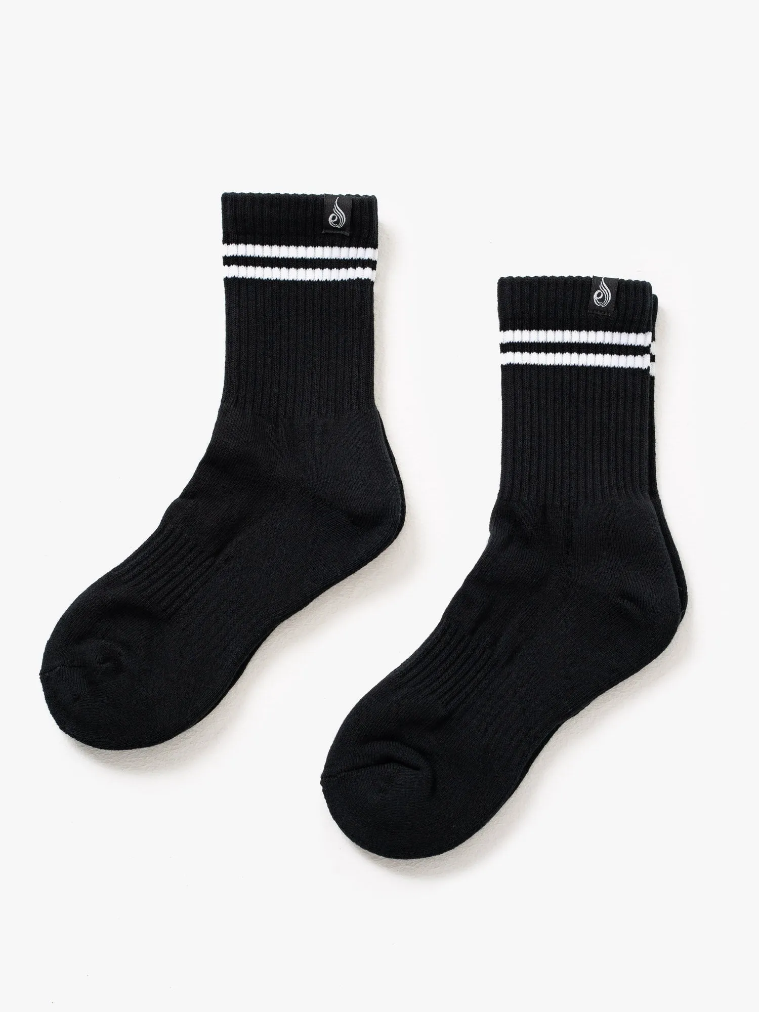Stripe Crew Socks 2 Pack - Black Double Layer