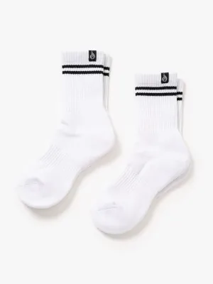Stripe Crew Socks 2 Pack - White Parent Child