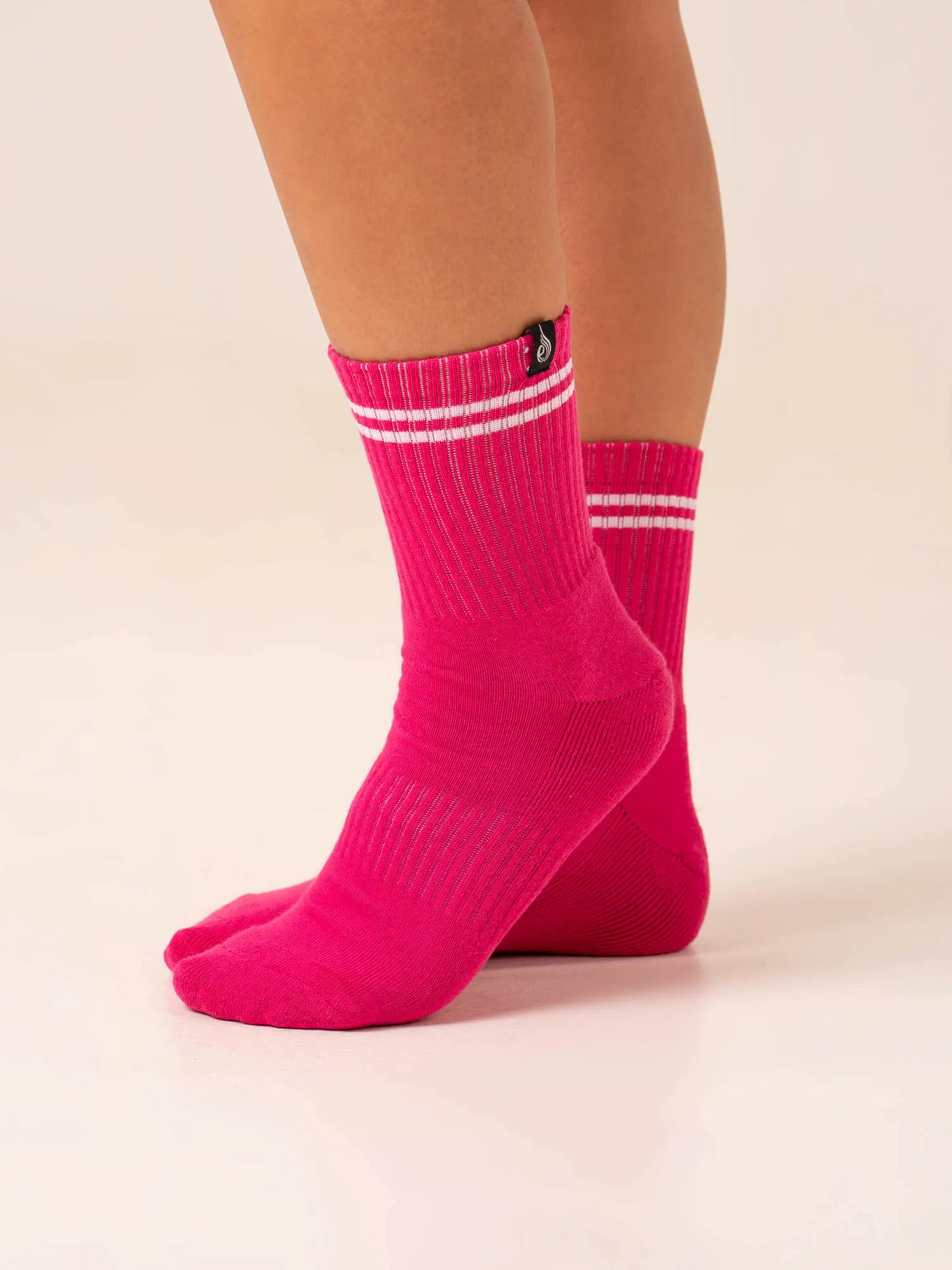 Stripe Crew Socks - Hot Pink/Lavender Foot Ease