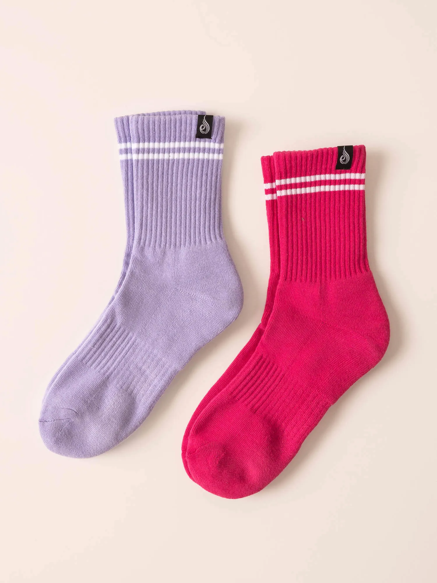 Stripe Crew Socks - Hot Pink/Lavender Breath Fiber