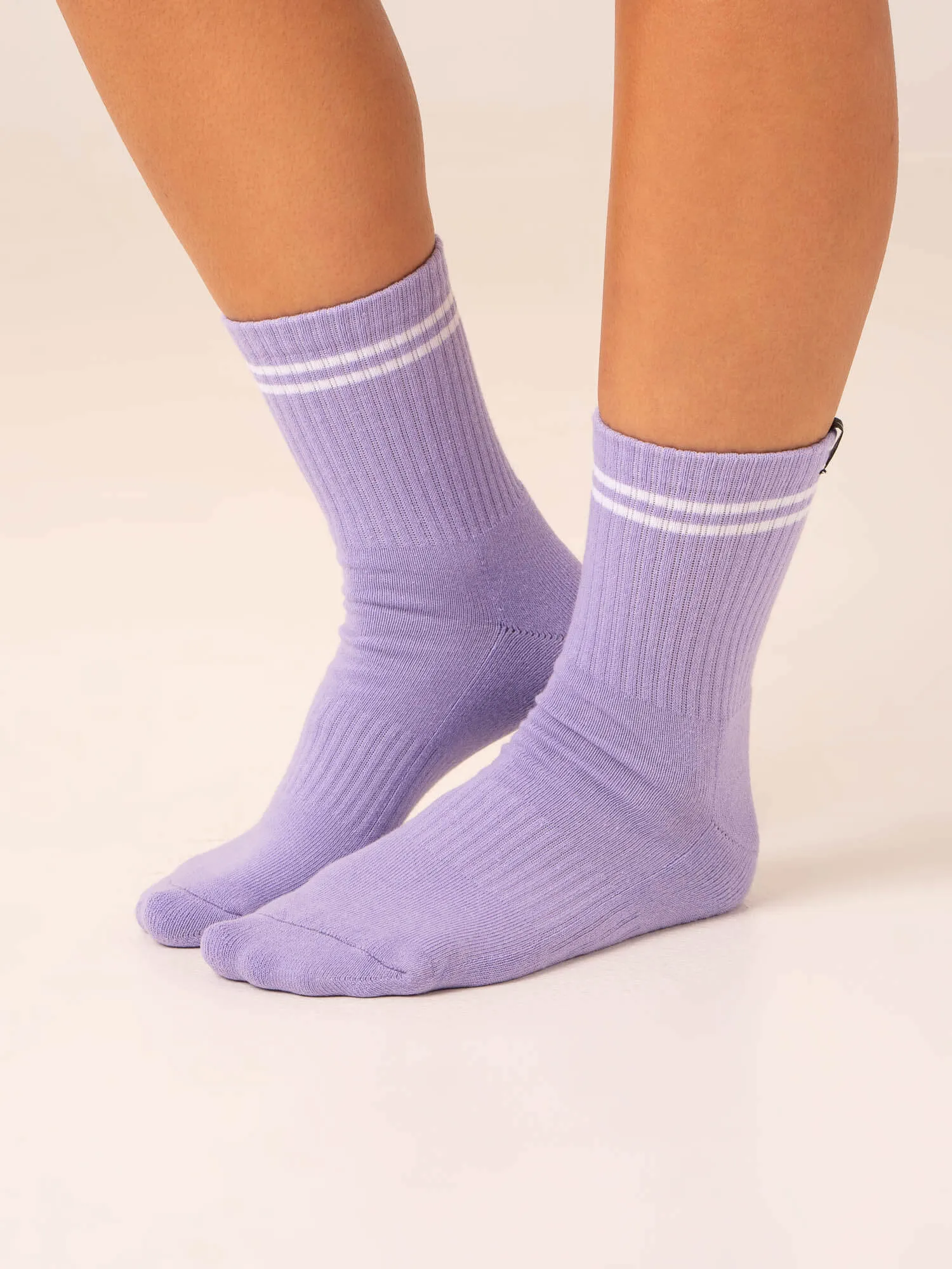 Stripe Crew Socks - Hot Pink/Lavender Multi Size