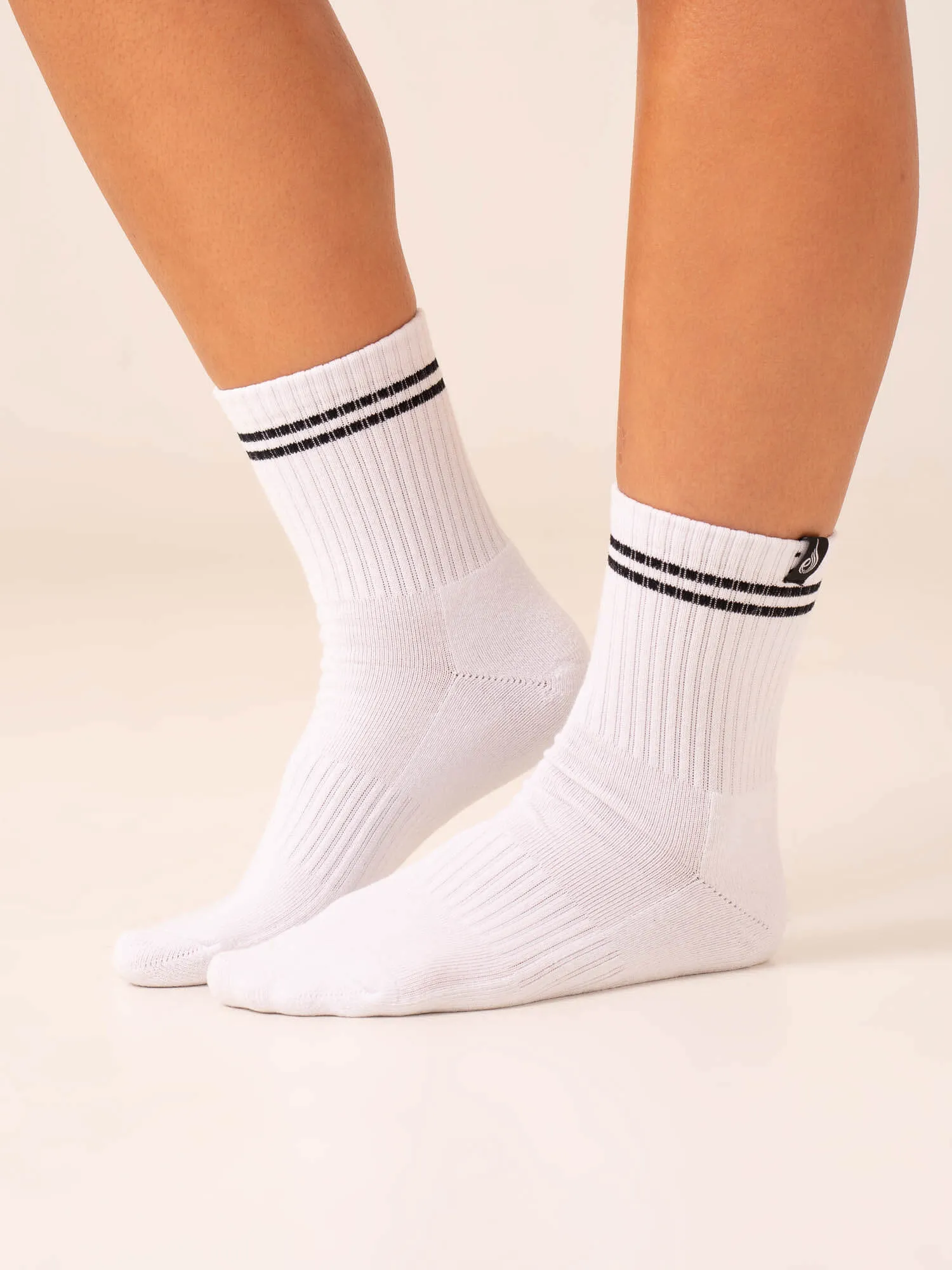 Stripe Crew Socks - White/Lime Multi Function