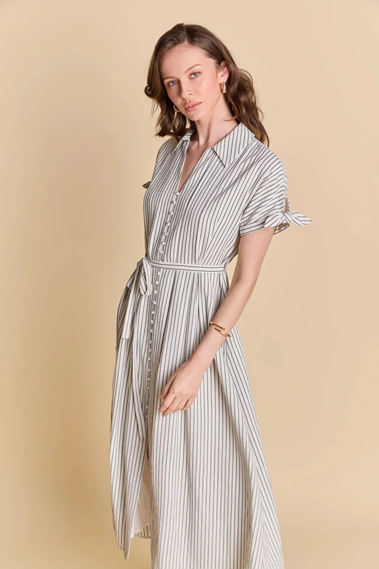 Stripe Midi Shirt Dress Quality promise
