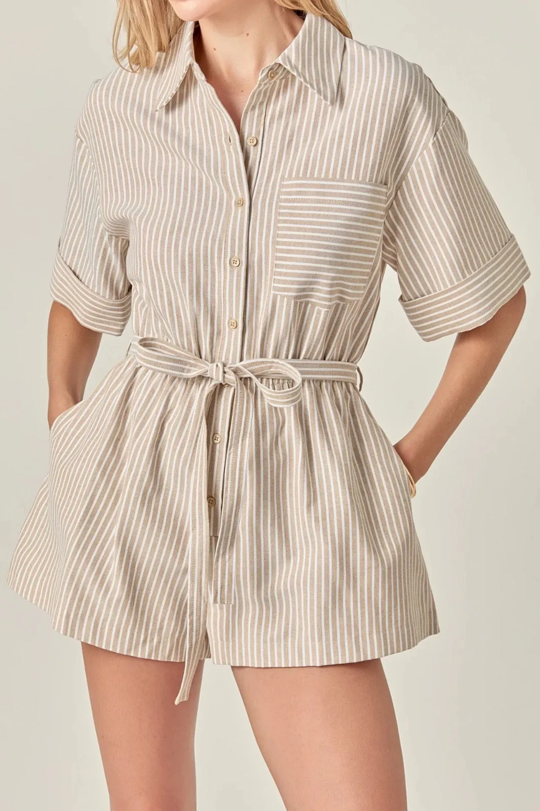Stripe Oxford Fabric Romper Youth energy