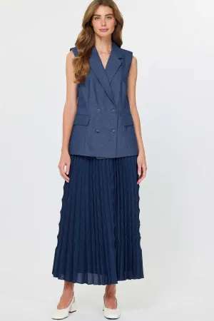 Tailored Vest Pleated Midi Dress Creative style