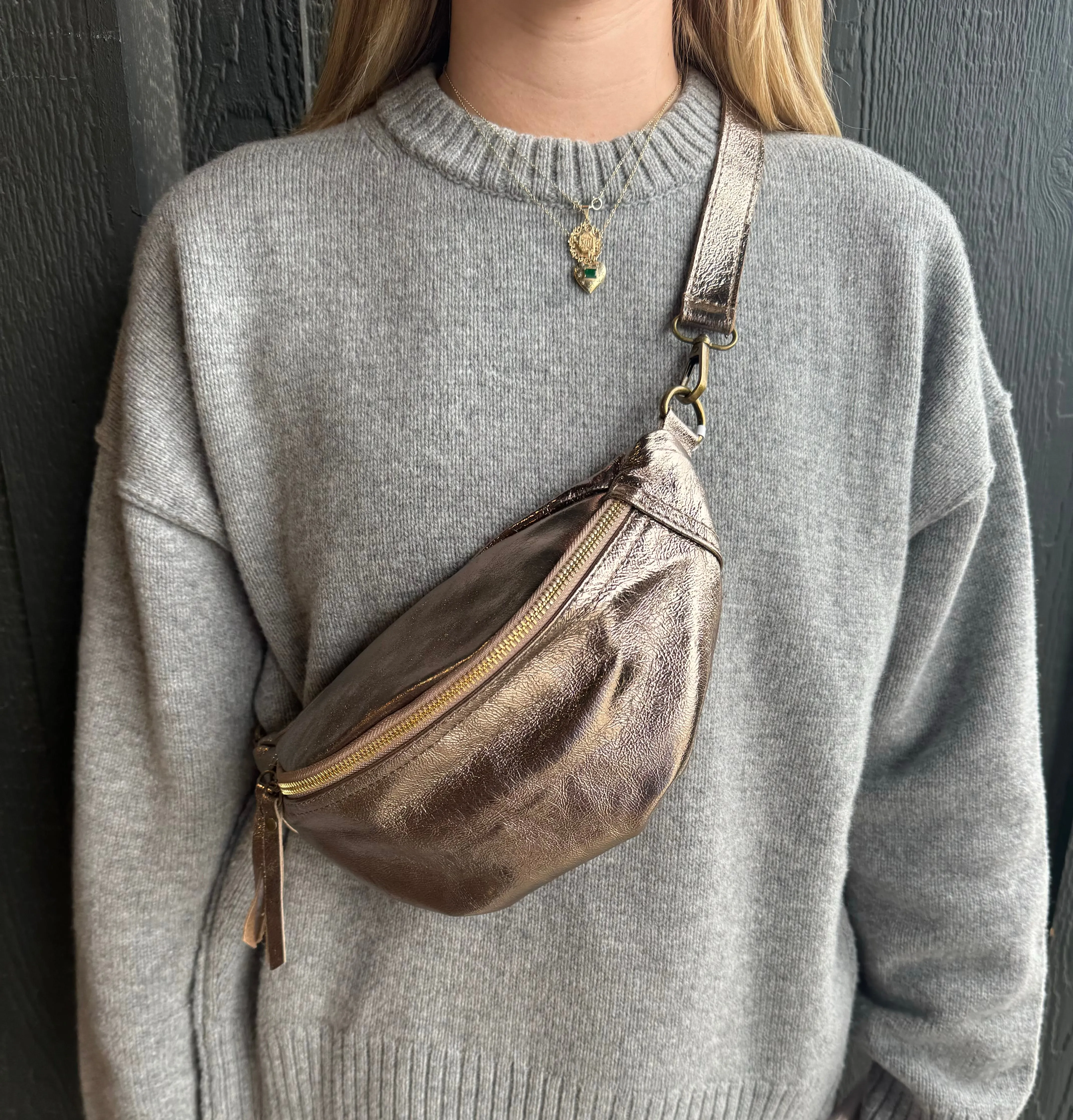 Taupe Shine Sling Bag warm season