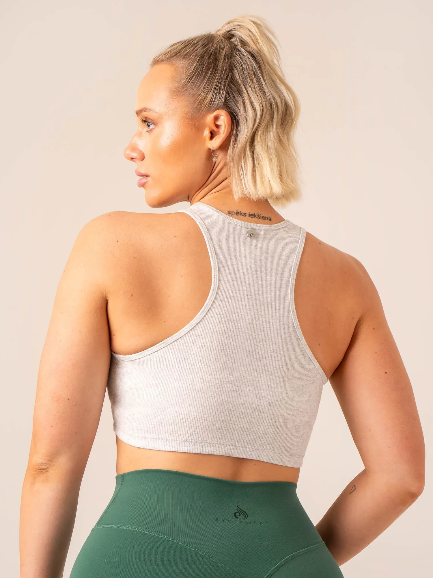 Tempo Rib Tank - Snow Grey Marl light touch
