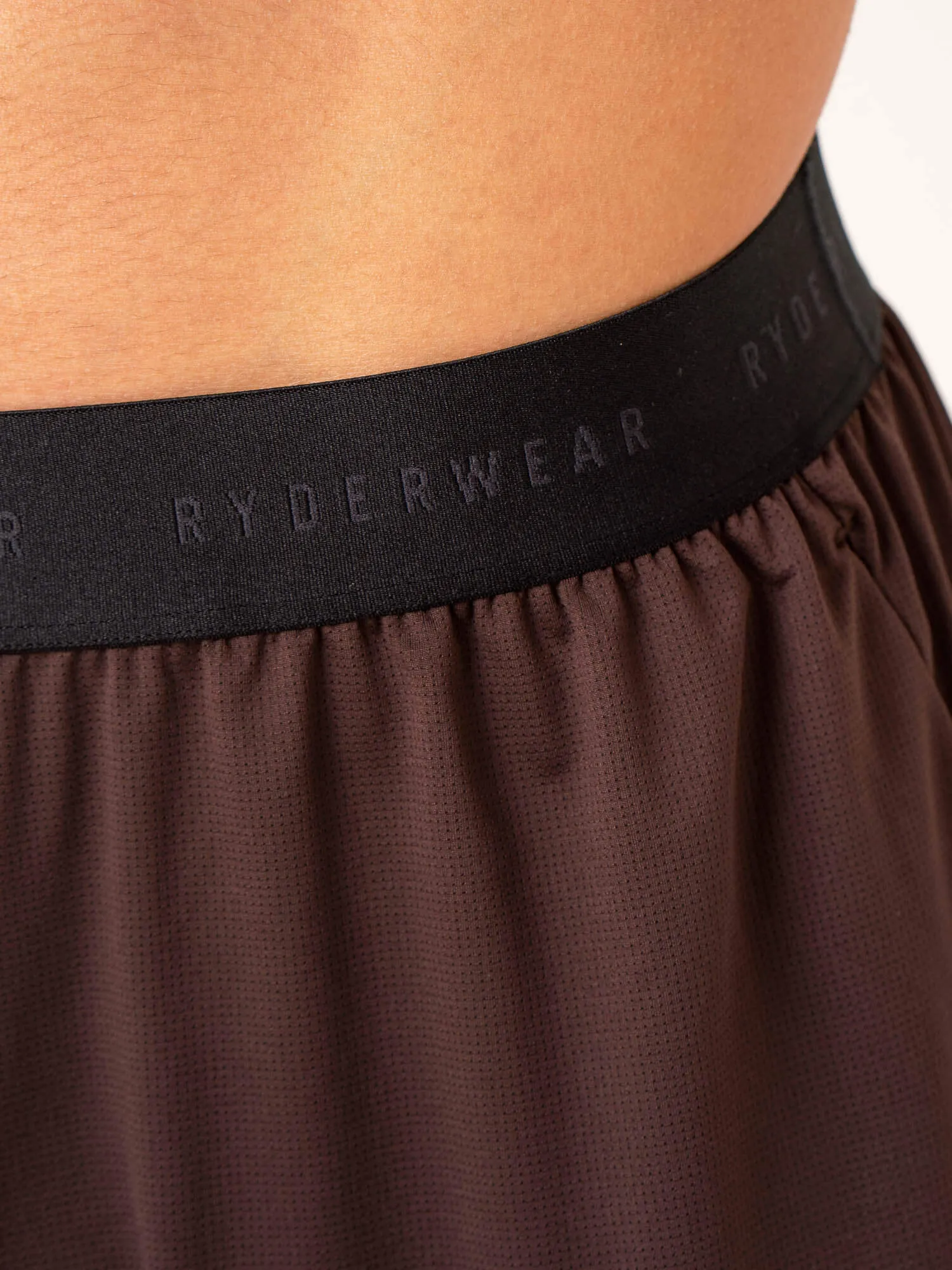 Terrain Mesh Gym Shorts - Dark Oak minimal design