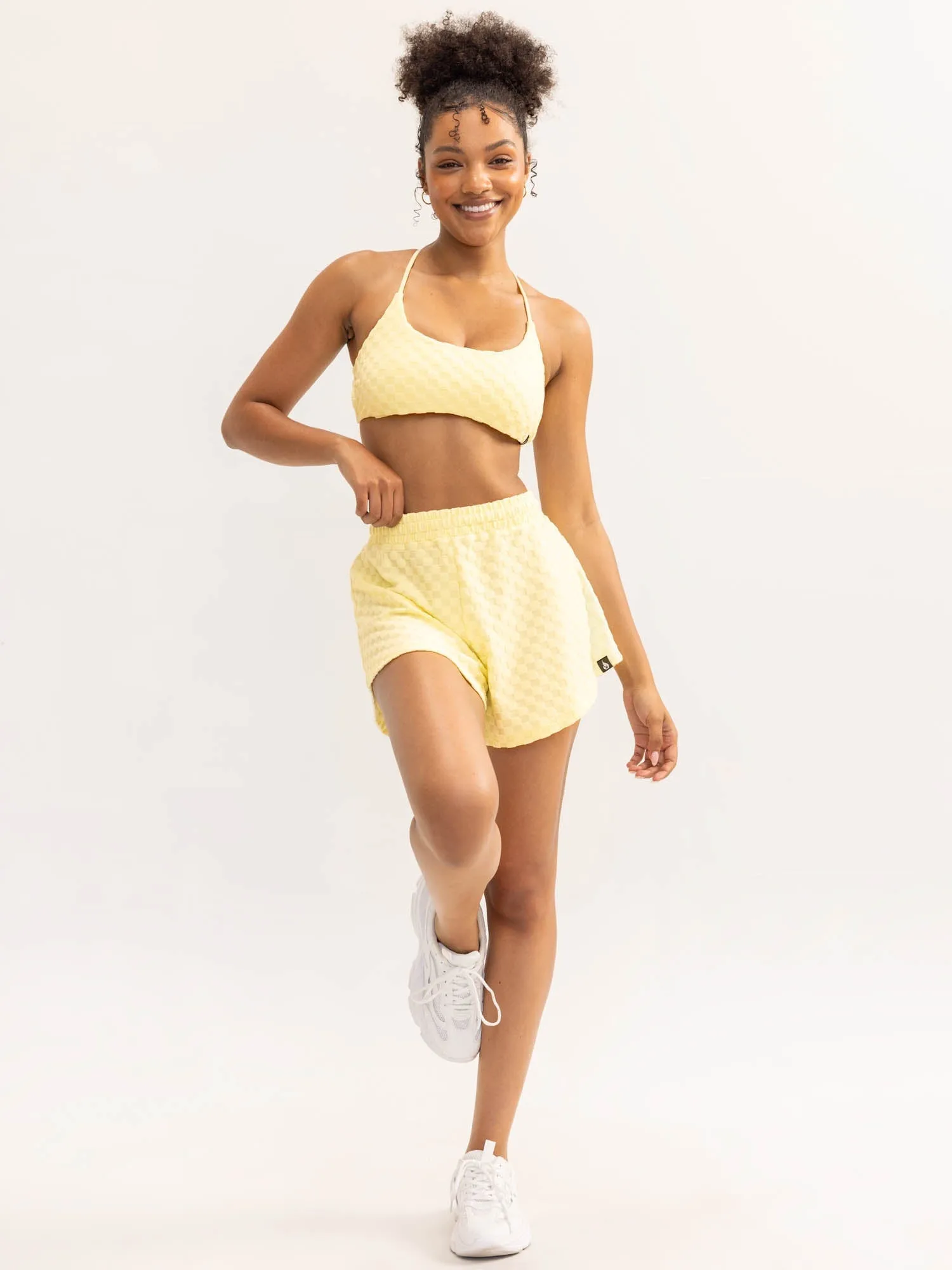 Terry Towelling Shorts - Lemon lightweight mesh