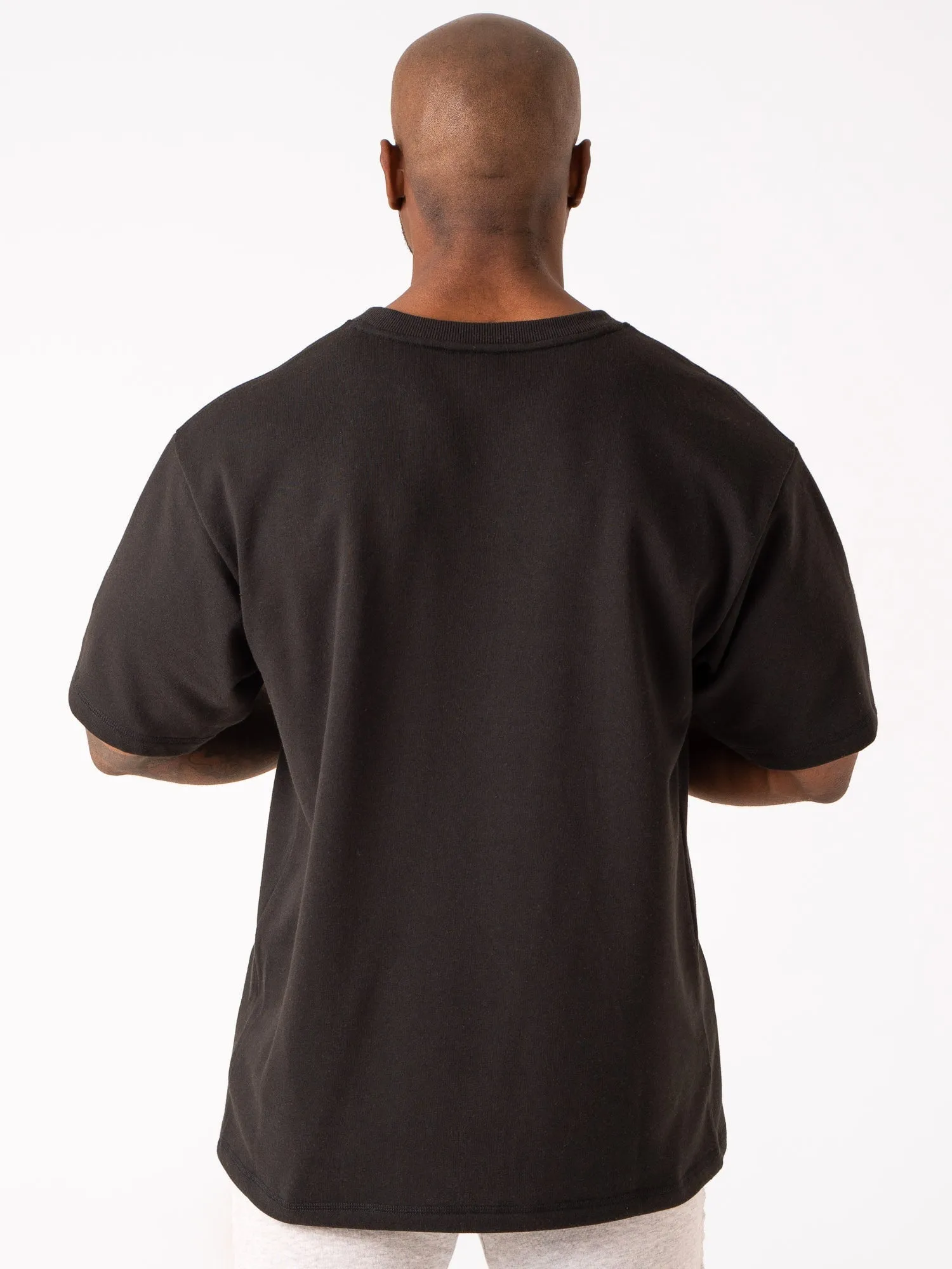 Throwback Fleece Oversized T-Shirt - Black casual fashion