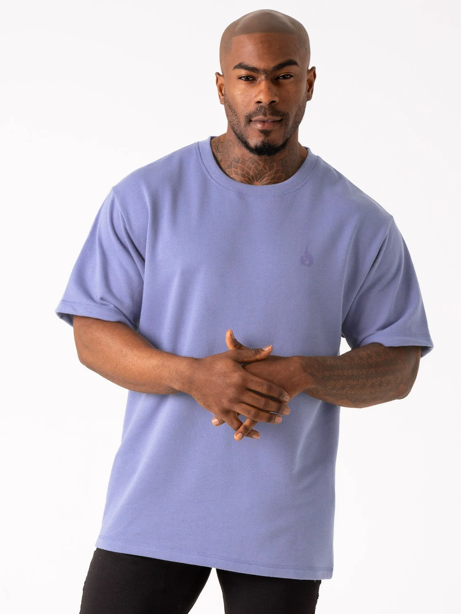 Throwback Fleece Oversized T-Shirt - Indigo Blue vintage inspired