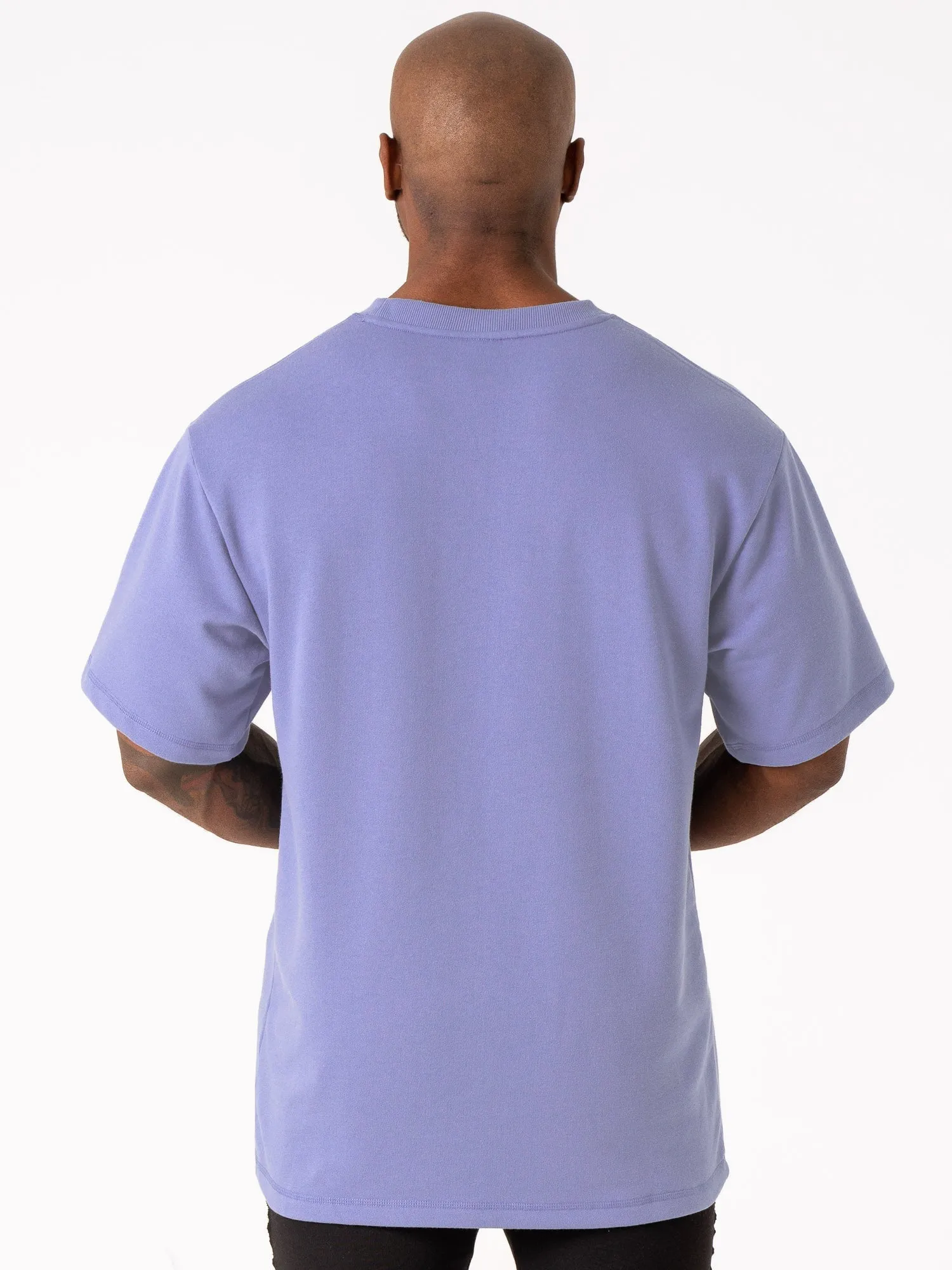 Throwback Fleece Oversized T-Shirt - Indigo Blue casual trend