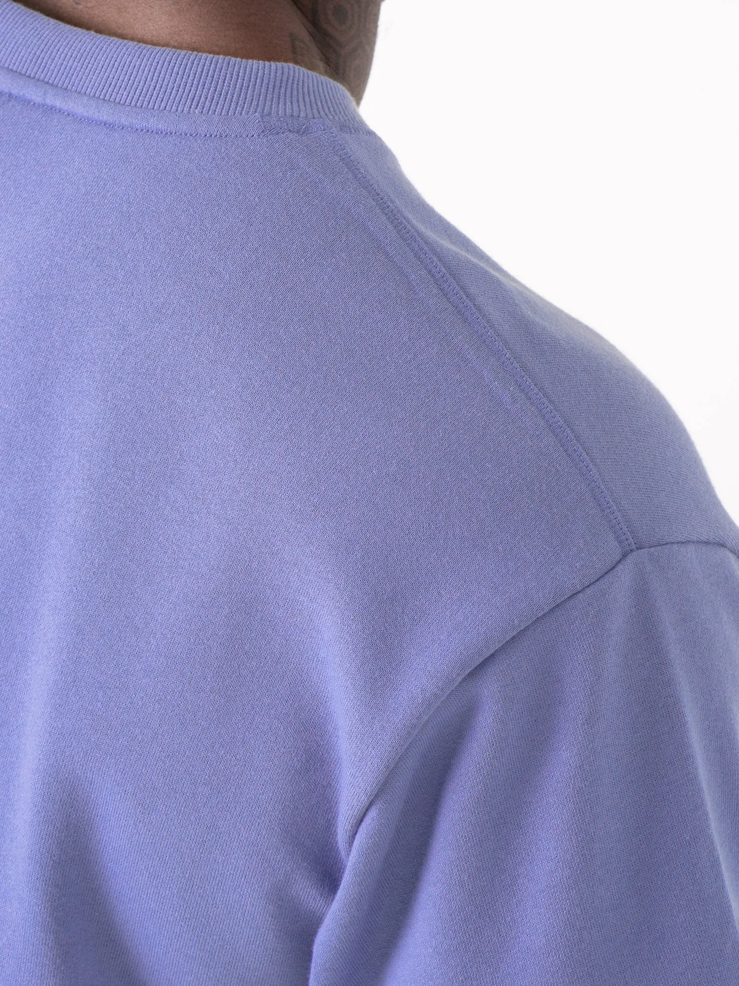 Throwback Fleece Oversized T-Shirt - Indigo Blue concert ready