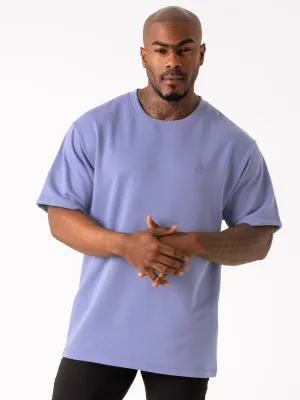 Throwback Fleece Oversized T-Shirt - Indigo Blue vintage inspired