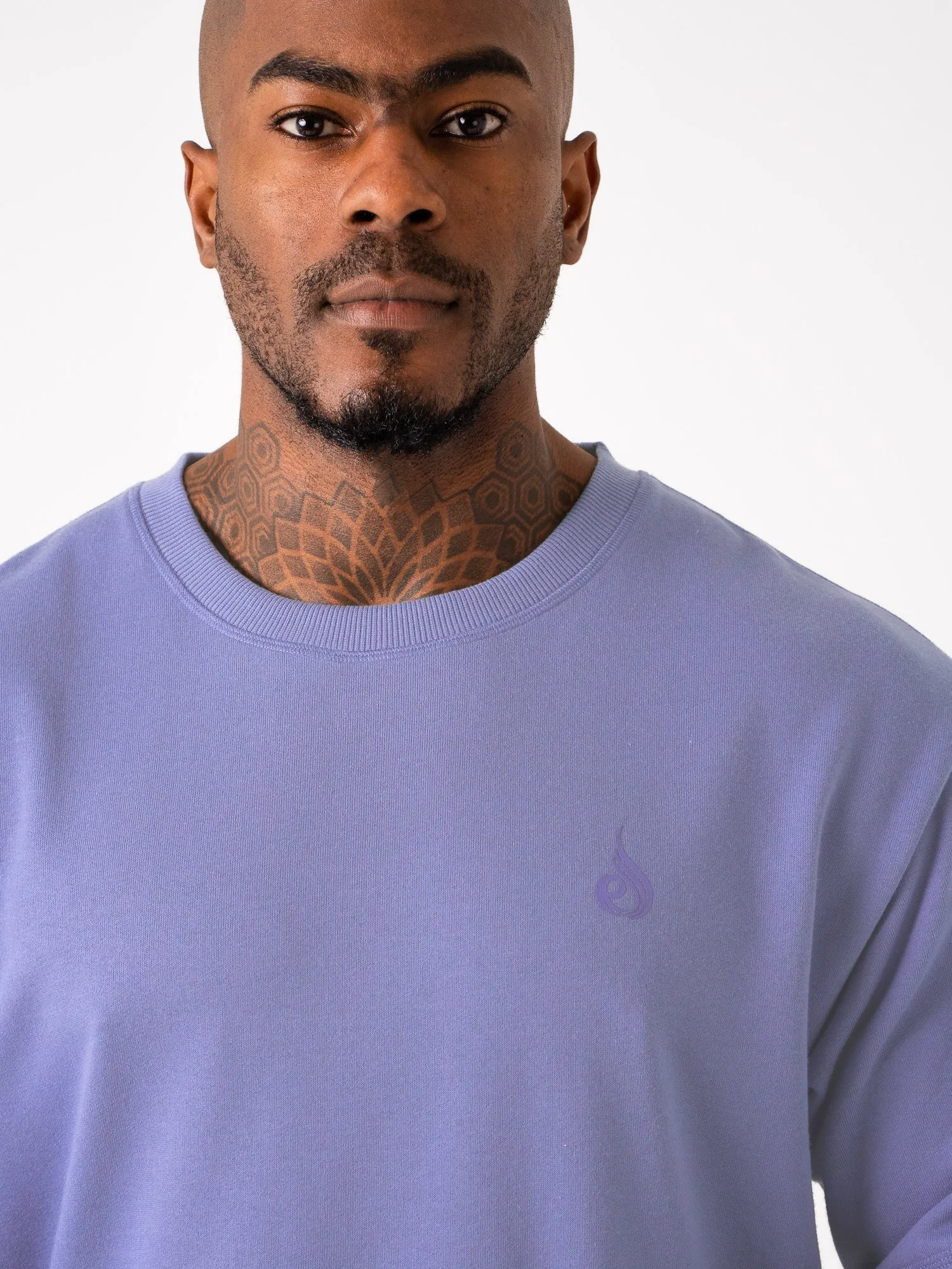 Throwback Fleece Oversized T-Shirt - Indigo Blue warm fit