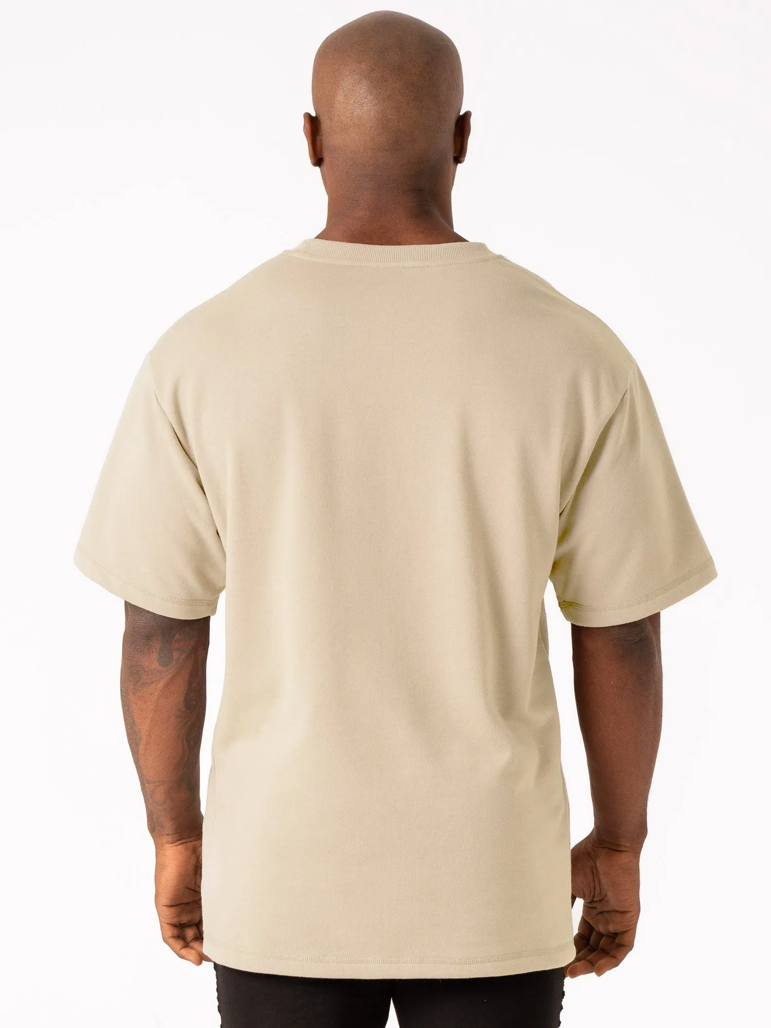 Throwback Fleece Oversized T-Shirt - Stone cultural style