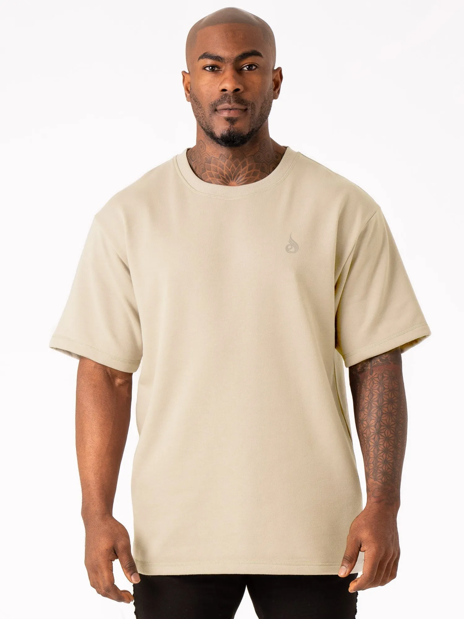 Throwback Fleece Oversized T-Shirt - Stone kids friendly