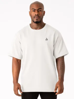 Throwback Fleece Oversized T-Shirt - White lightweight wear