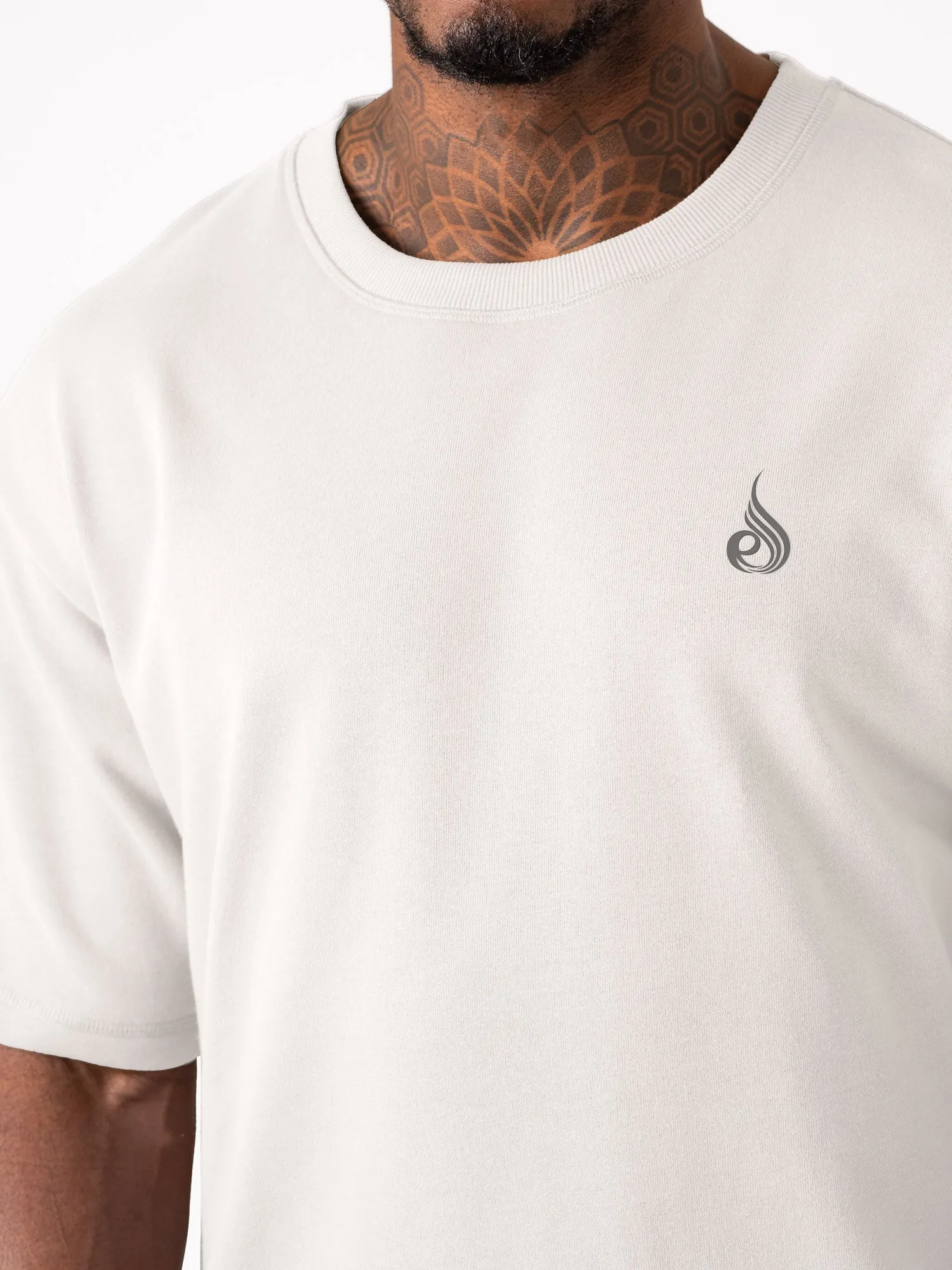 Throwback Fleece Oversized T-Shirt - White fresh style