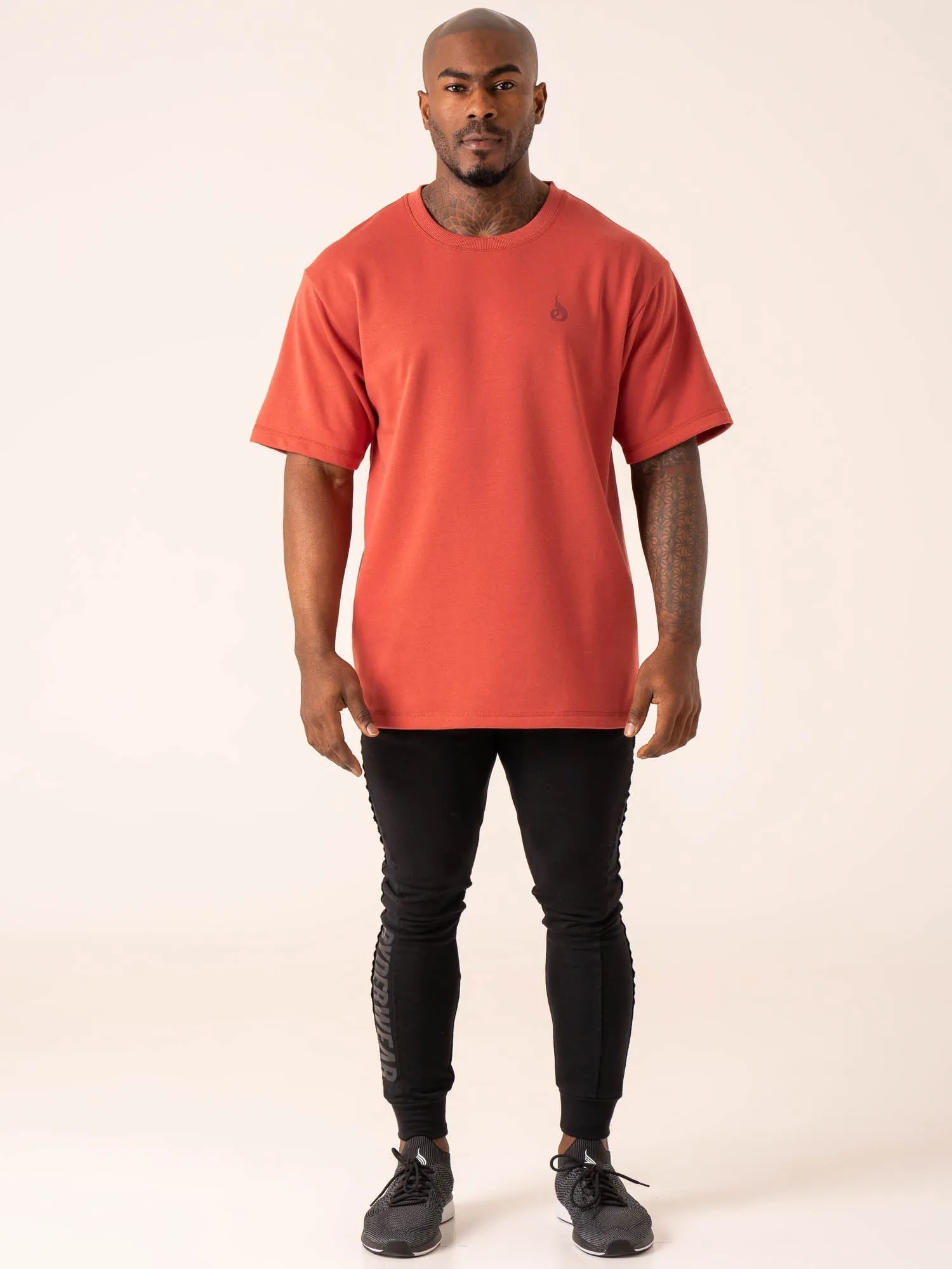 Throwback Oversized Fleece T-Shirt - Dusty Red fresh style