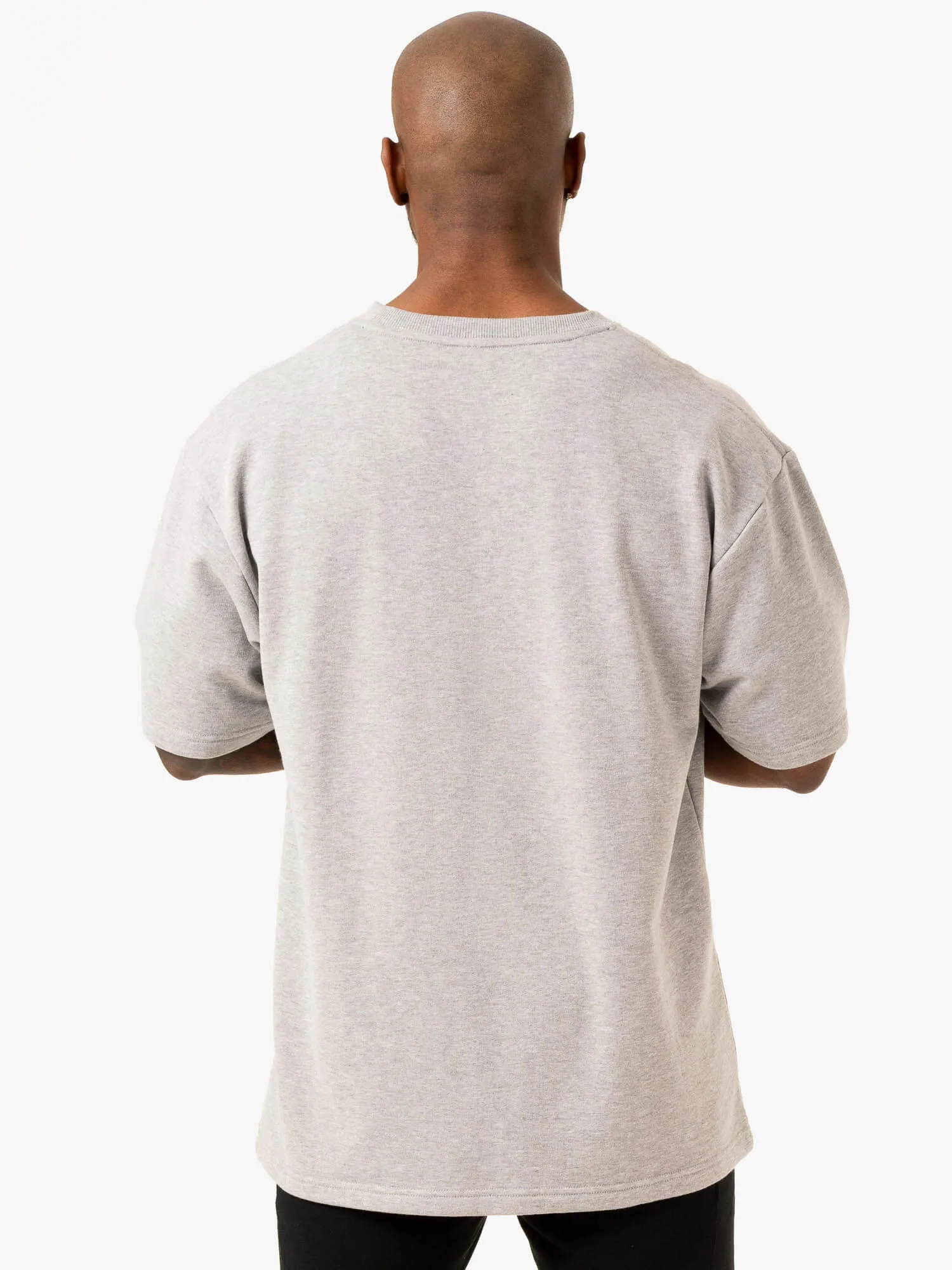 Throwback Oversized Fleece T-Shirt - Grey Marl winter warmth
