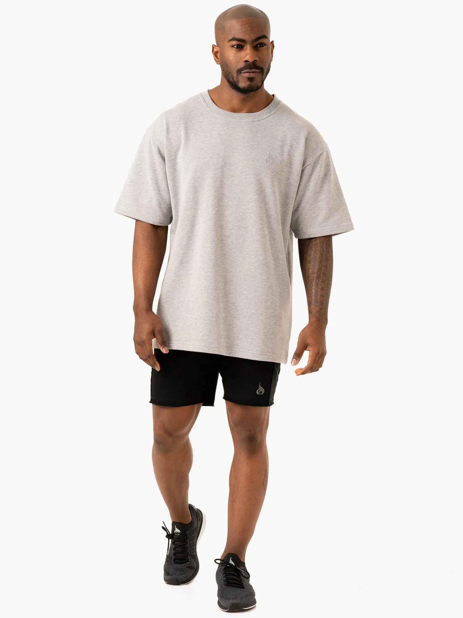 Throwback Oversized Fleece T-Shirt - Grey Marl casual day